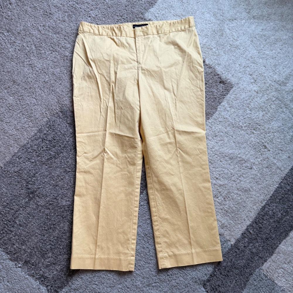 Banana Republic Womens Yellow Stretch Cotton Straight Leg Trousers Size 12